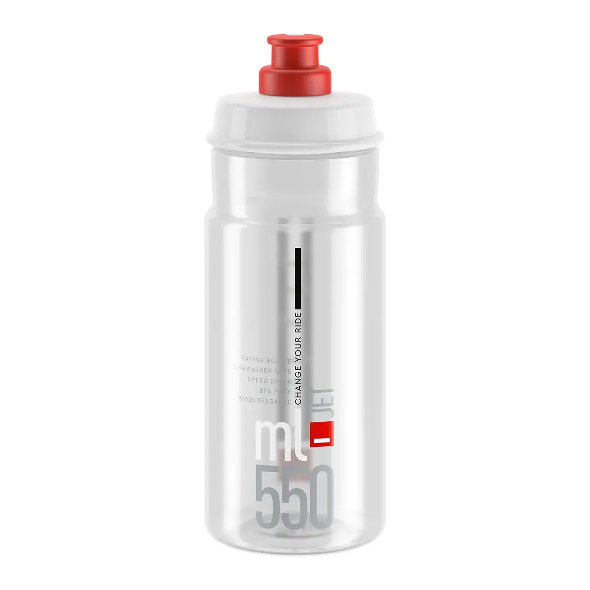 Elite Bidon vélo Elite Jet 22' transparent/rouge logo