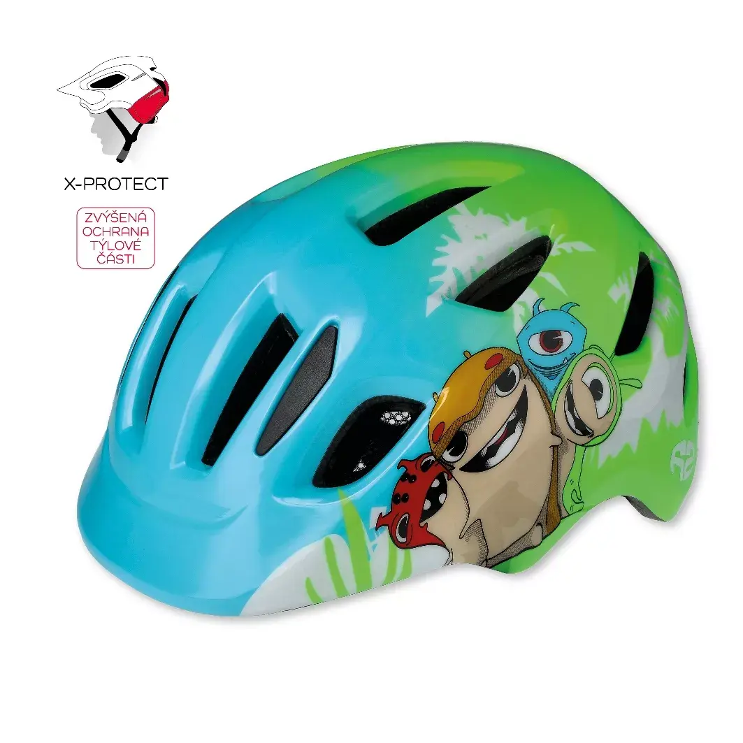 R2 Casque vélo R2 PUMP bleu clair, neon vert, mix XS:46-51cm