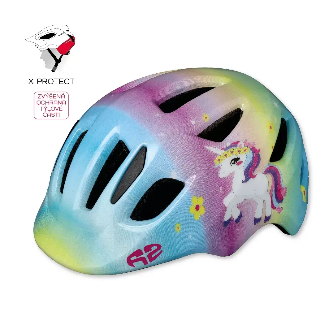 R2 Casque vélo R2 PUMP bleu clair, rose, jaune, mix XS:46-51cm