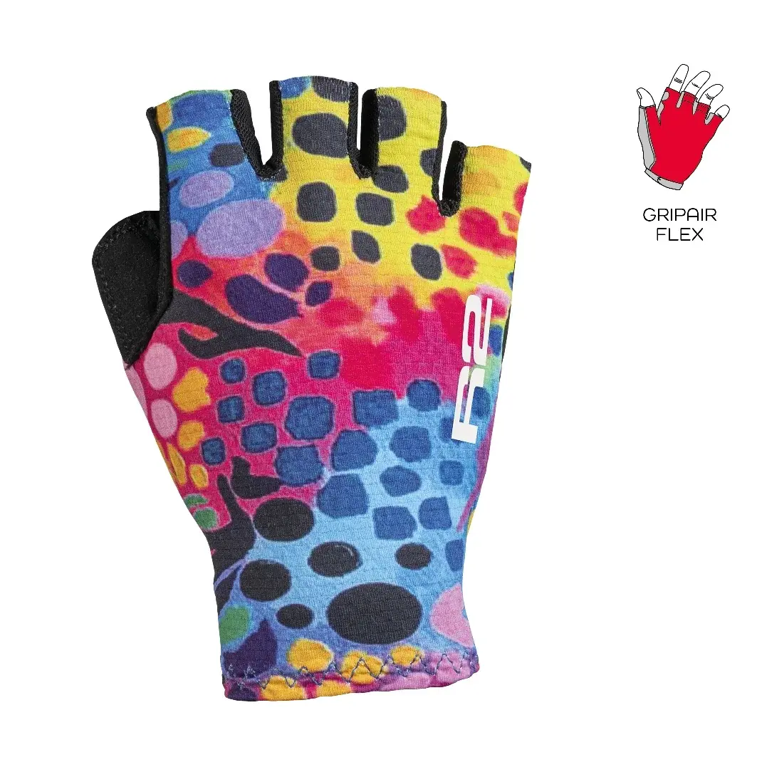 R2 Gants de vélo R2 Topas bleu, jaune, rose, noir