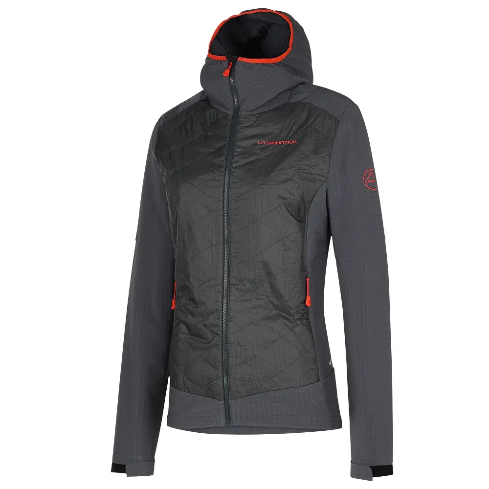 Veste femme La Sportiva KAP HYBRID HOODY carbon/cherry tomato