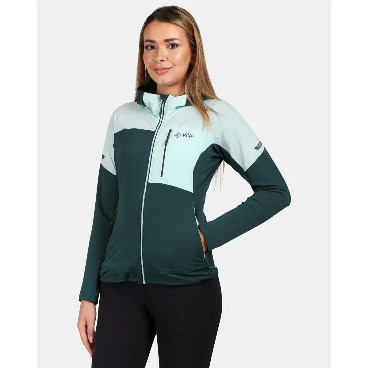 Sweat technique à capuche femme Kilpi MEMPHIS-W vert foncé