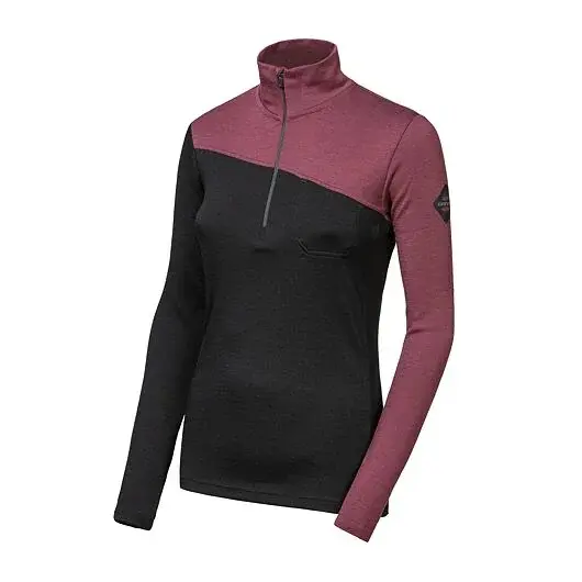 Sensor Sweat manches longues femme Sensor MERINO EXTREME UP zip noir/port red