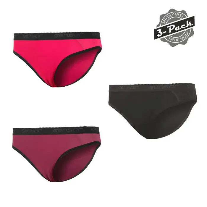 Sensor Culotte femme Sensor Double Face 3-Pack noir/lilla/magenta