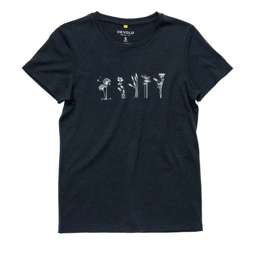 T-shirt Merino femme Devold Classic Flowers ink