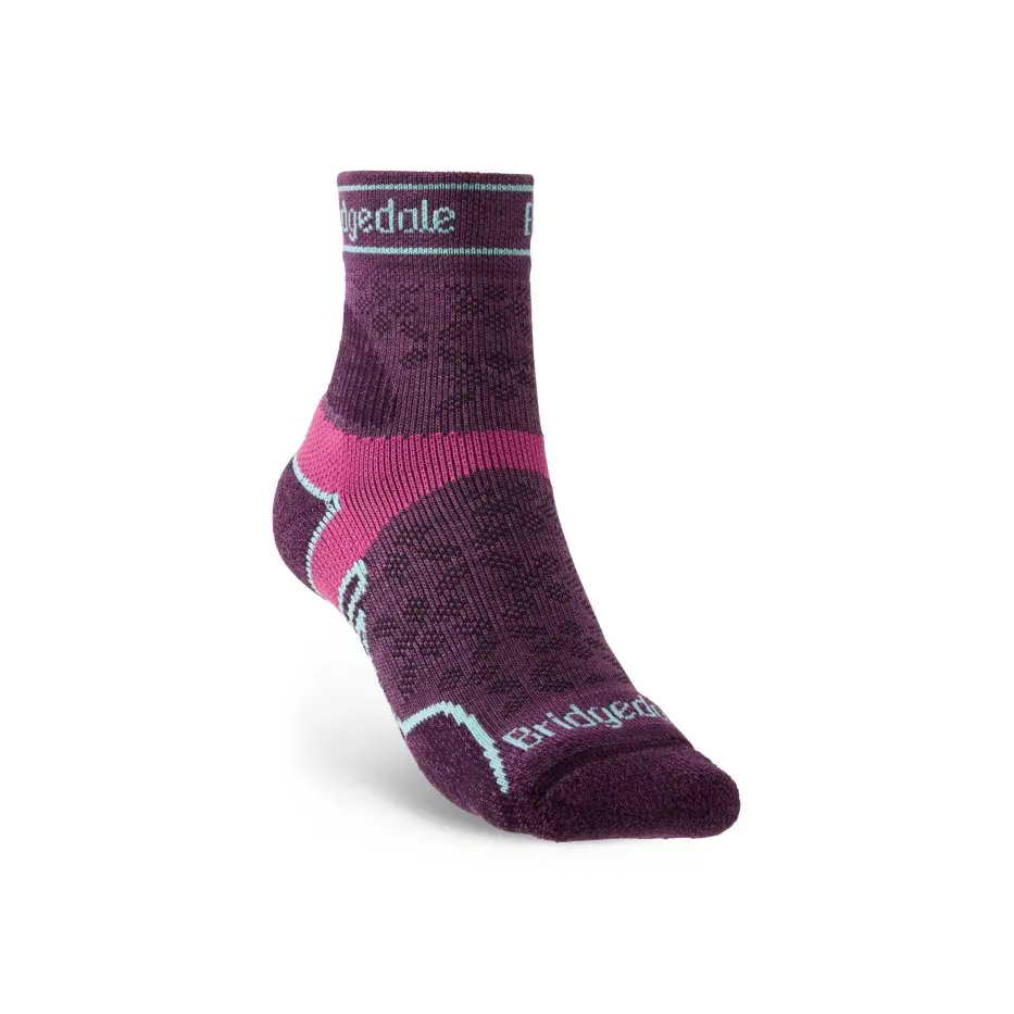 Bridgedale Chaussettes de running femme Bridgedale Trail Run LW T2 MS 3/4 Crew damson