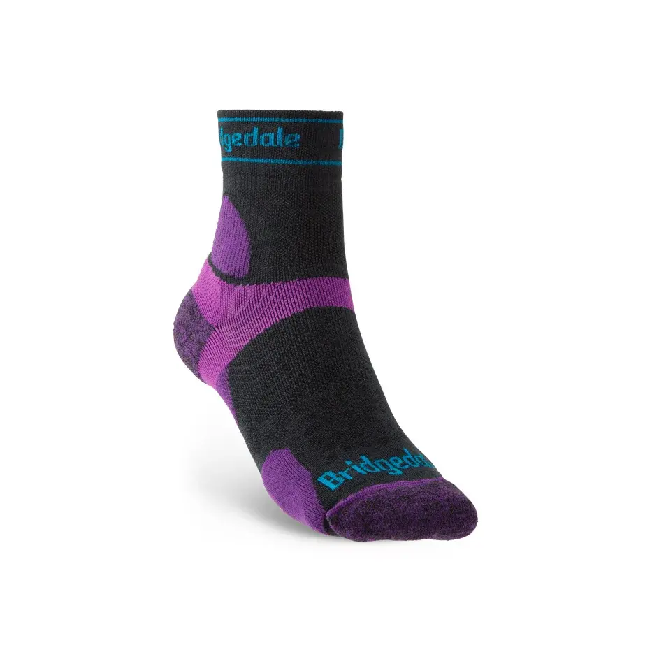 Bridgedale Chaussettes de running femme Bridgedale Trail Run UL T2 MS 3/4 Crew charcoal/purple