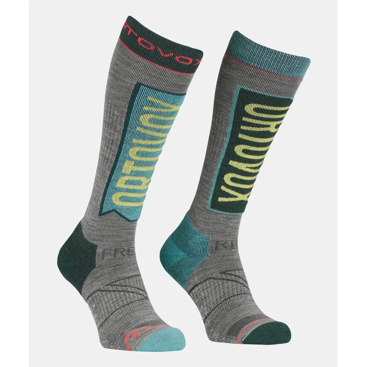 Ortovox Chaussettes de ski femme Ortovox Free Ride Long Socks ice waterfall