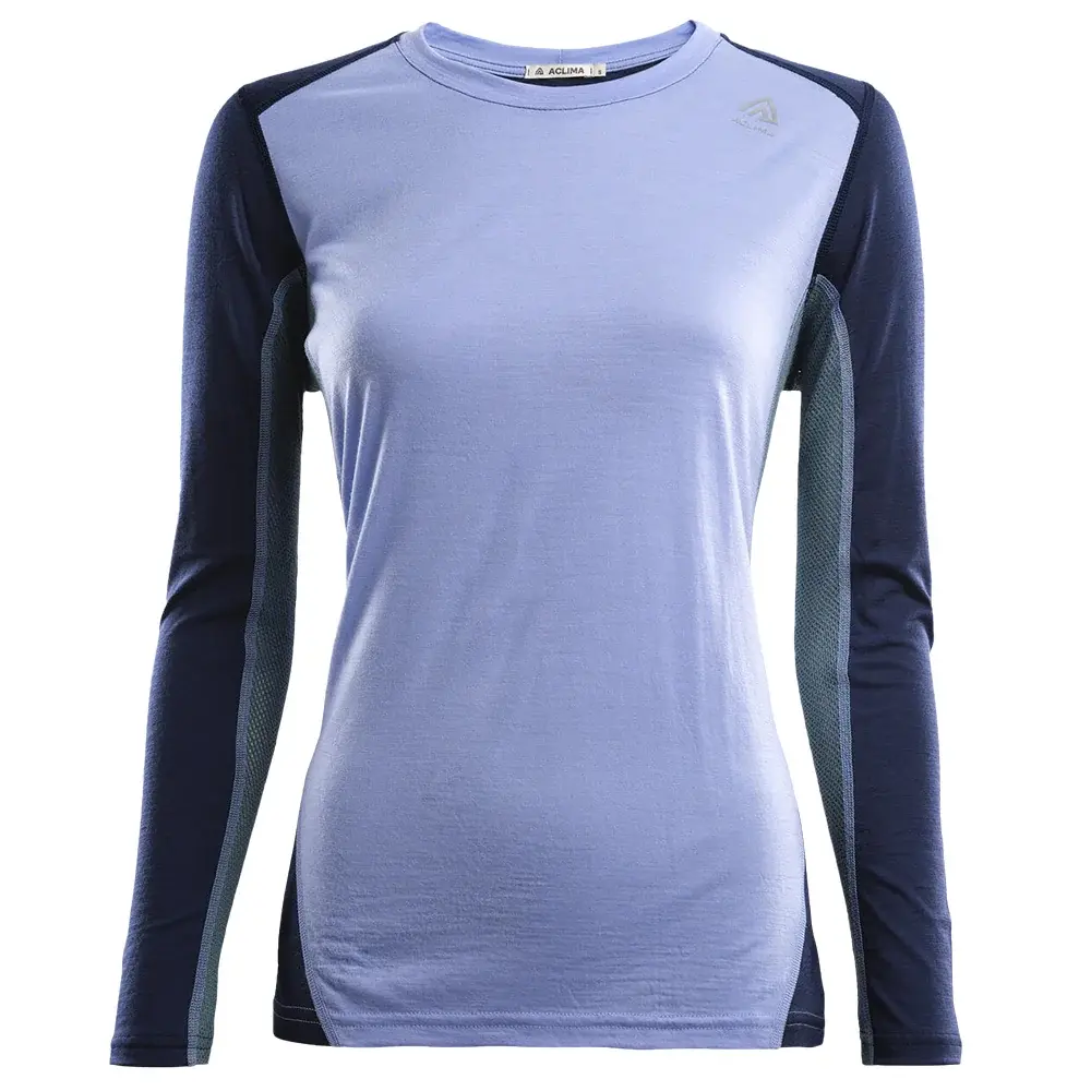 Aclima T-shirt thermique femme Aclima LightWool Sports Shirt purple impr/navyblazer/northatlantic