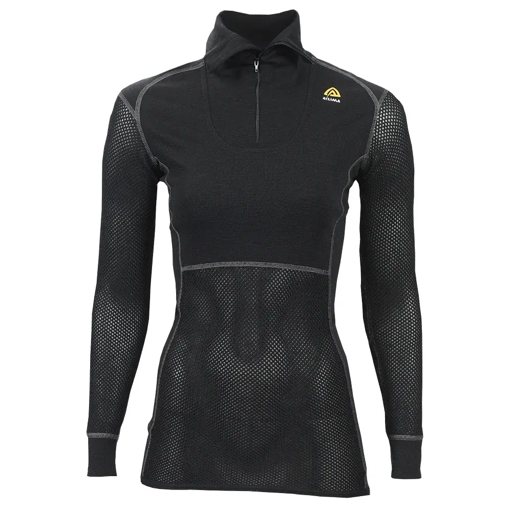 Aclima T-shirt thermique femme Aclima WoolNet Polo W/Zip Women jet black