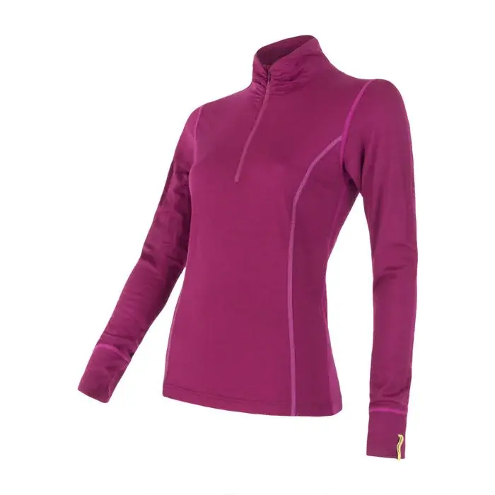 Sensor T-shirt technique manches longues col montant zippé femme Sensor Merino Active lilla