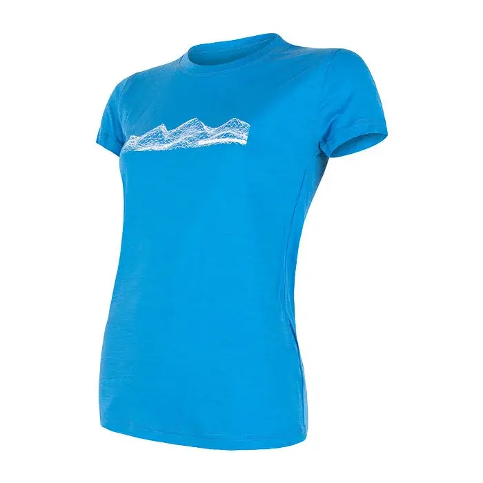 Sensor T-shirt technique manches courtes imprimé femme Sensor Merino Active PT Mountains bleu