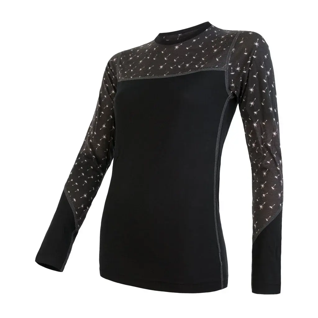 Sensor T-shirt technique manches longues femme Sensor Merino Impress noir/pattern