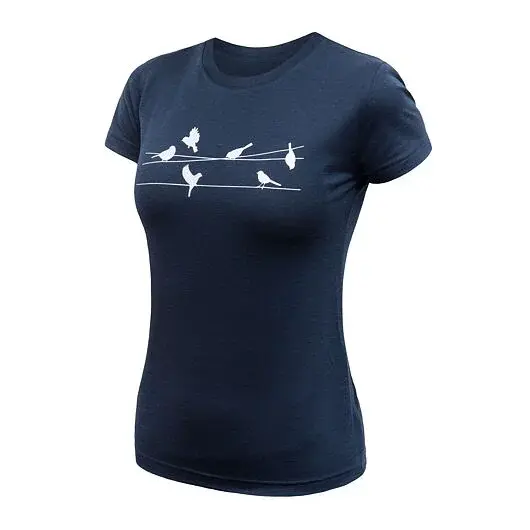 Sensor T-shirt manches courtes femme Sensor Merino Active Songbirds deep blue