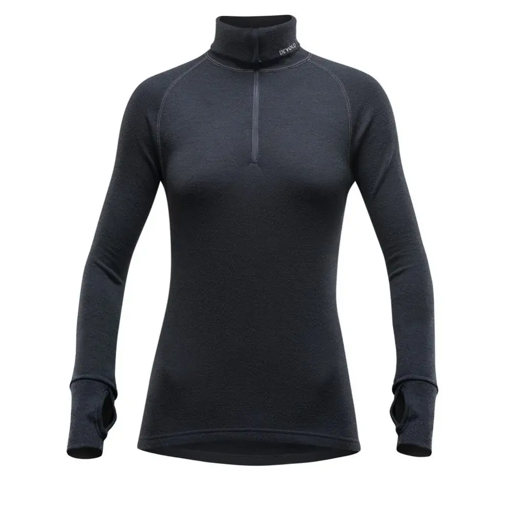 T-shirt technique col roulé en Merino femme Devold Expedition Woman Zip Neck Black