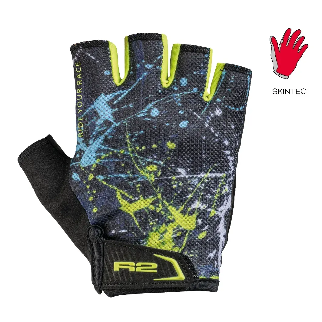 R2 Gants de vélo enfant R2 Mistral neon jaune, mint vert, blanc, noir
