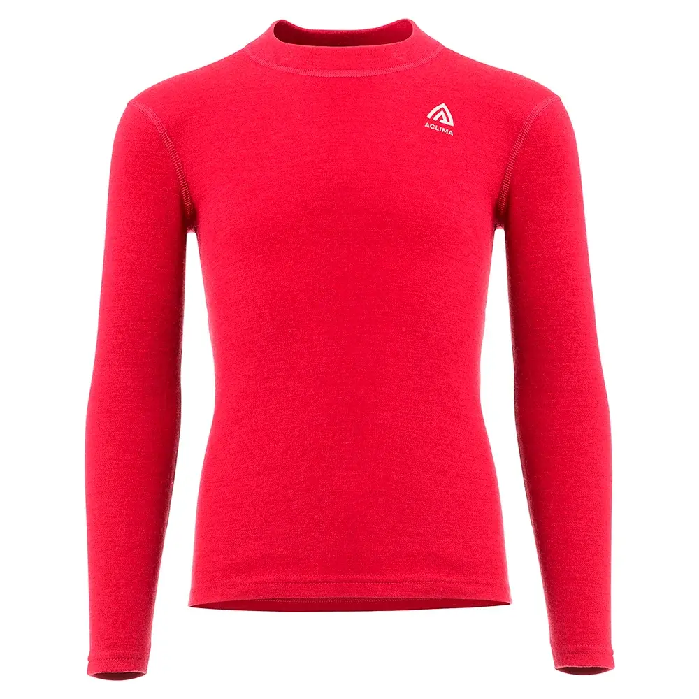Aclima T-shirt enfant Aclima WarmWool Crew Neck Junior jester red / beige melange