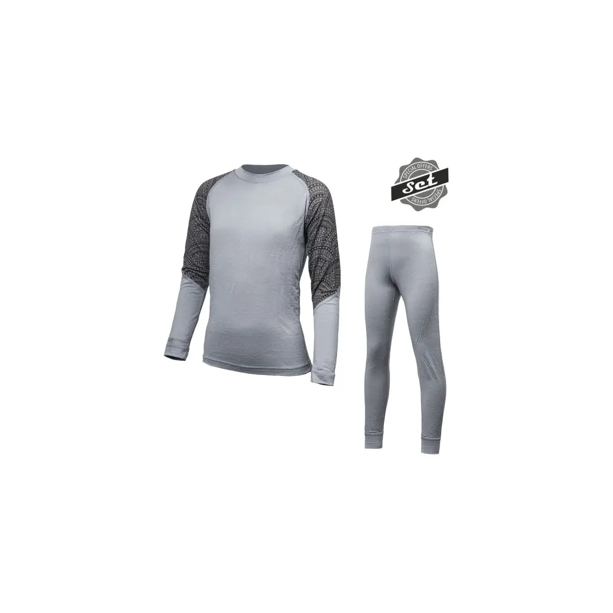Sensor Ensemble de sous-vêtements thermiques enfant Sensor Merino Impress Set Gris/maori