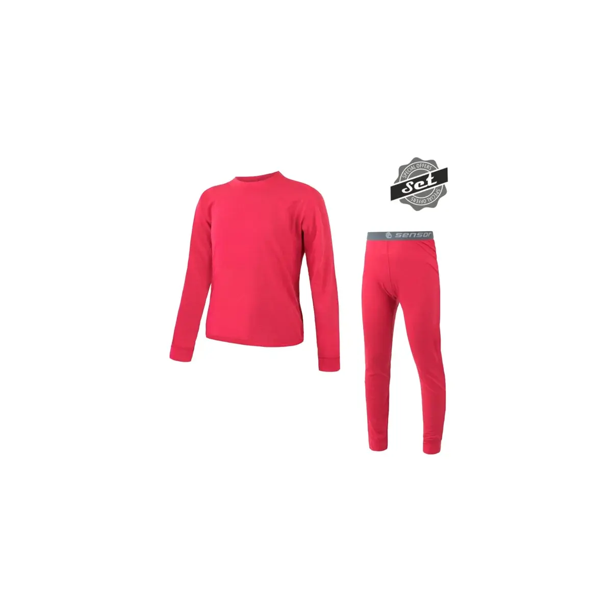 Sensor Ensemble Merino enfant Sensor Merino Air t-shirt + caleçon long magenta