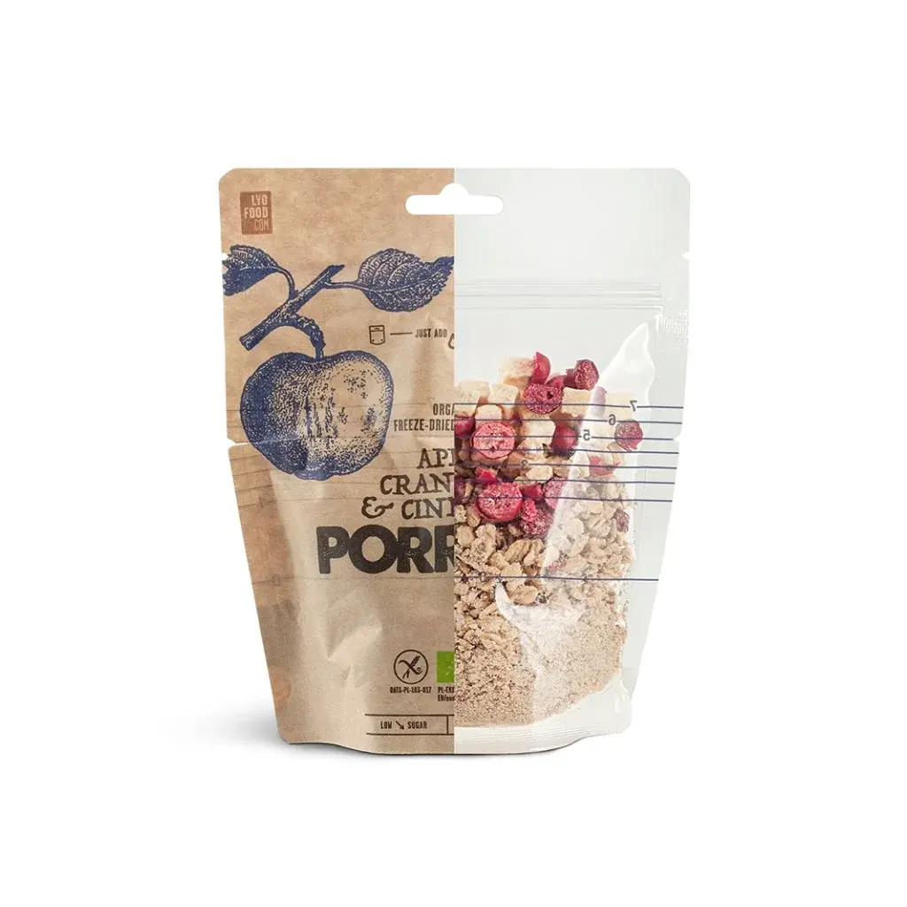 Porridge d'avoine bio aux pommes, canneberges et cannelle LyoFood 210g