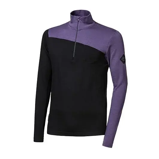 Sweat zippé manches longues homme Sensor MERINO EXTREME UP noir/grape purple