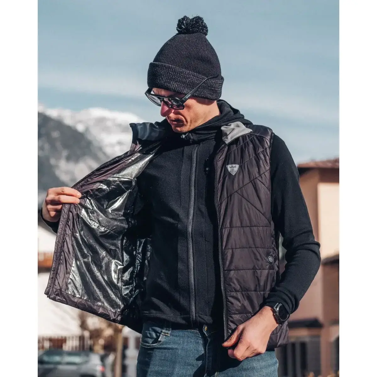 Kilpi Gilet sans manches avec panneaux chauffants intégrés homme Kilpi HEATEO-M noir