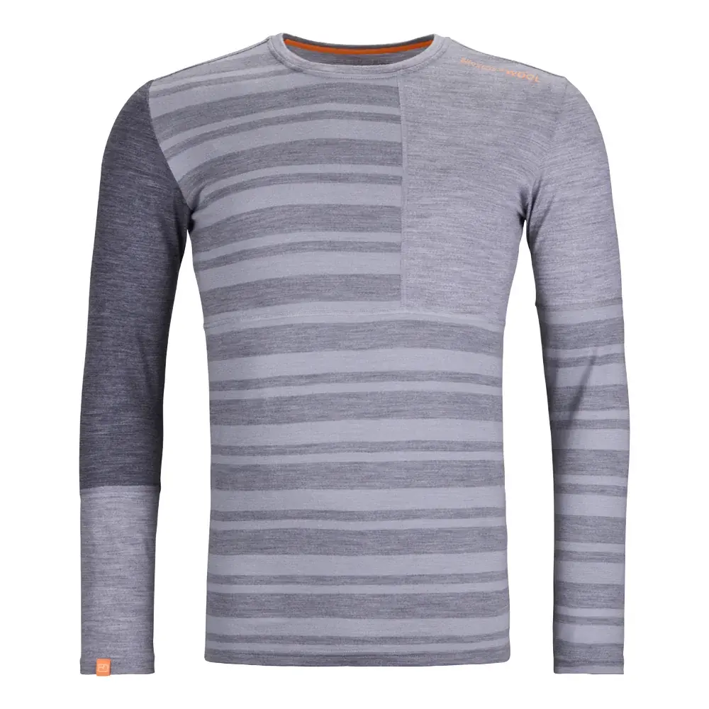 Ortovox T-shirt technique manches longues homme Ortovox 185 Rock'n'Wool Long Sleeve Grey blend