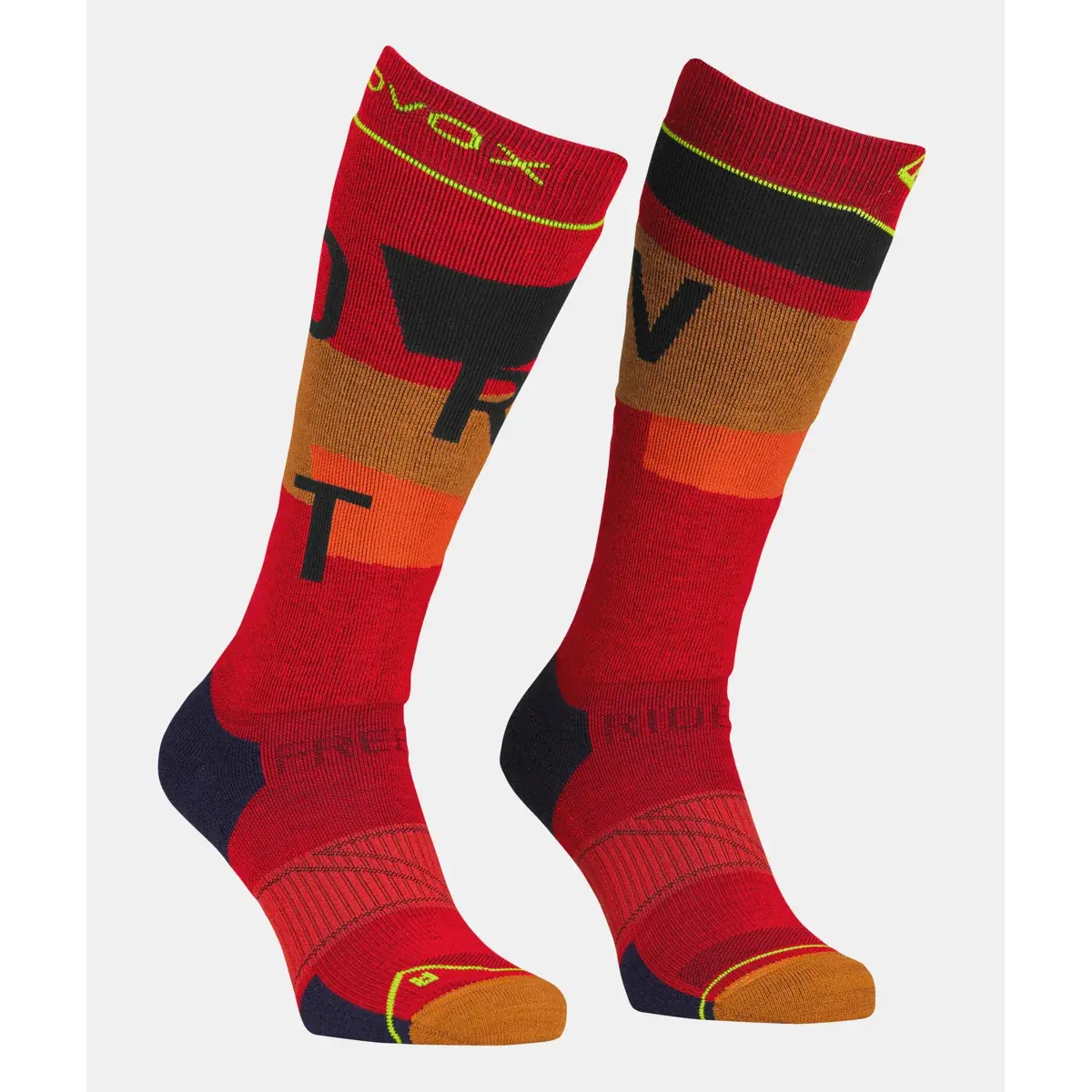Ortovox Chaussettes de ski homme Ortovox Free Ride Long Socks Cozy cengia rossa