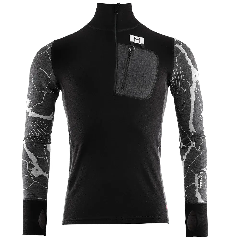 T-shirt thermique homme Aclima Lars Monsen Femunden Polo jet black/marengo/femunden dark