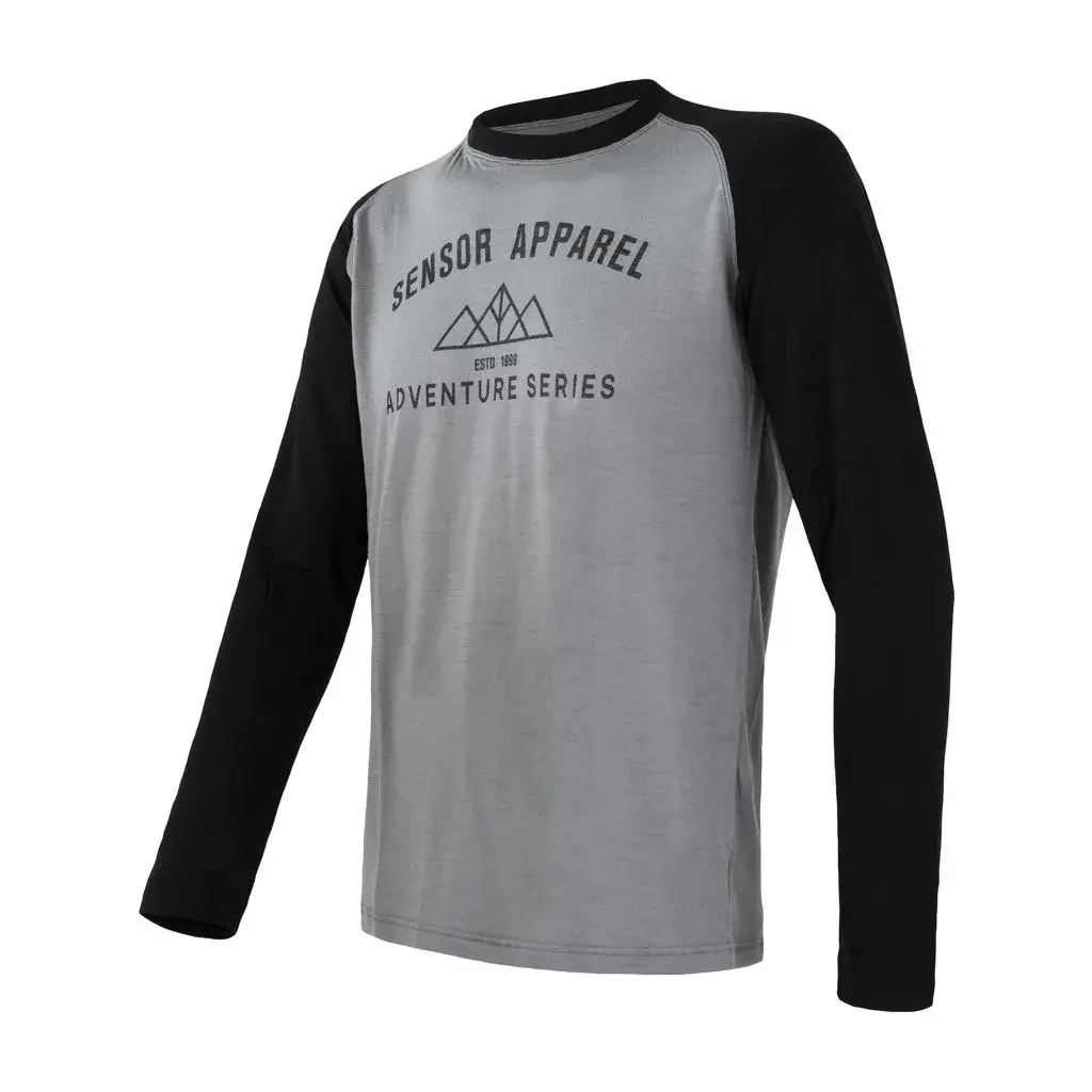 Sensor T-shirt technique manches longues homme Sensor Merino Active PT Adventure gris/noir