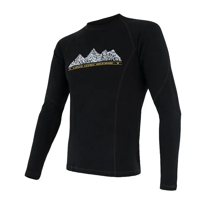 Sensor T-shirt technique manches longues imprimé homme Sensor Merino DF Adventure noir