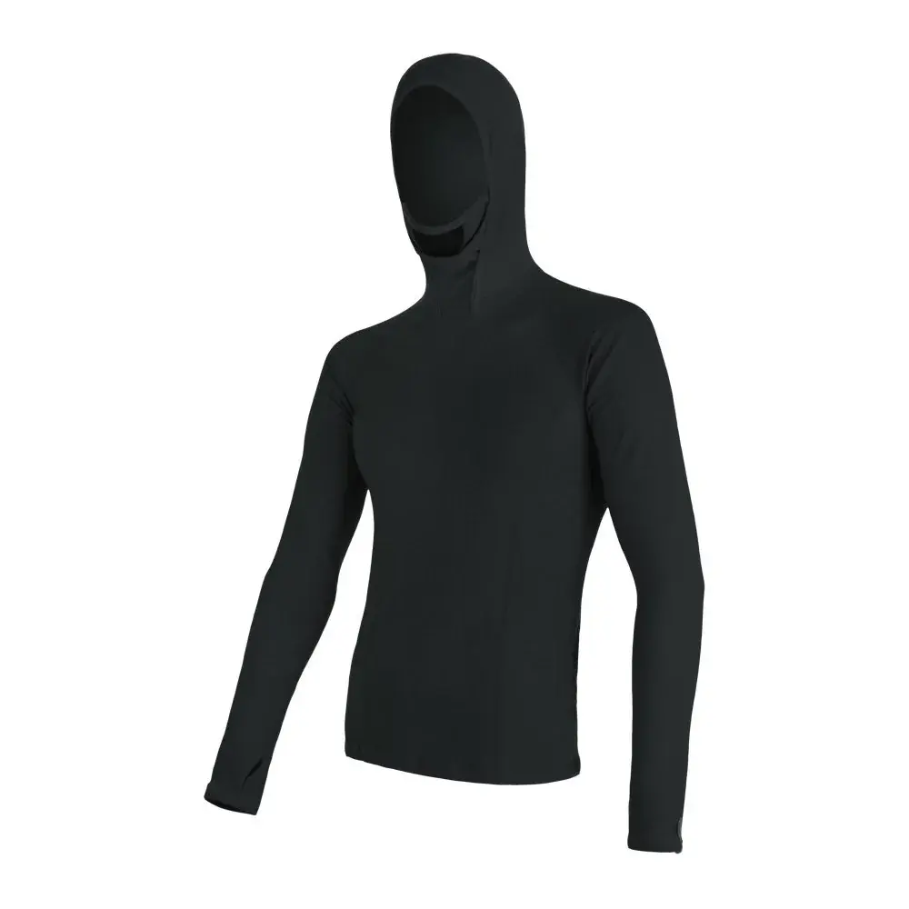 Sensor T-shirt technique réversible manches longues à capuche homme Sensor Merino DF noir