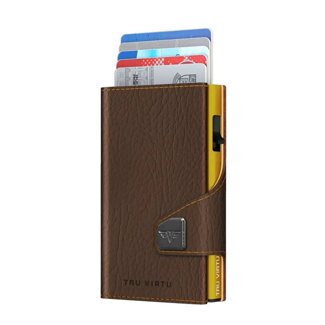 Portefeuille Tru Virtu CLICK & SLIDE Vegan Bio Bamboo Brown Bark/Gold