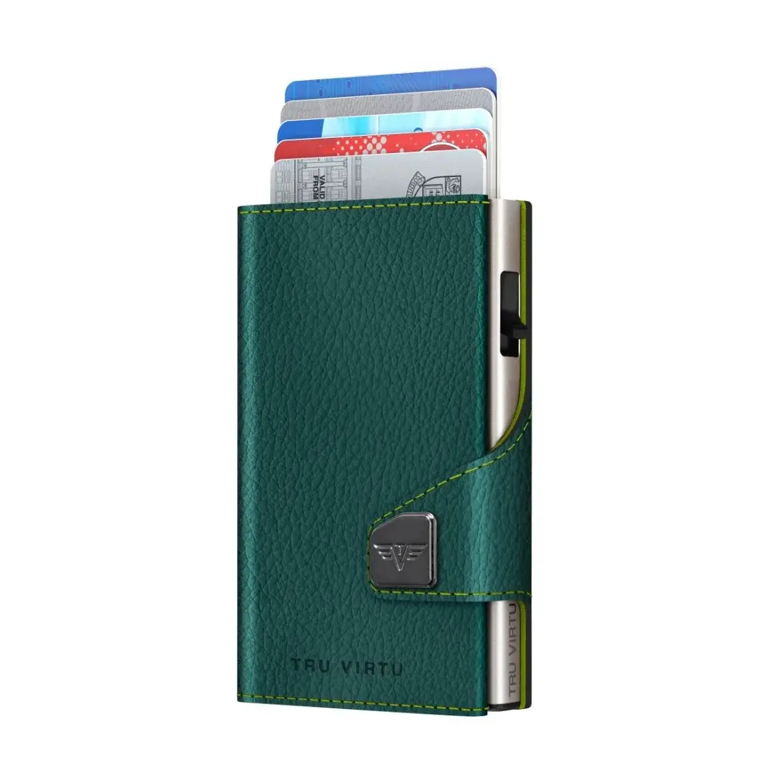Portefeuille Tru Virtu CLICK & SLIDE Vegan Bio Wine Green/Silver