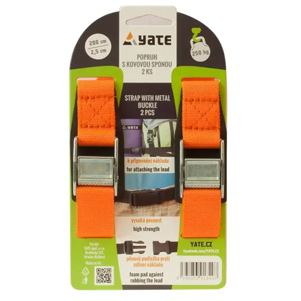 Yate Sangle Yate avec boucle métallique 2,5x200 cm - 2 pcs - mix de couleurs