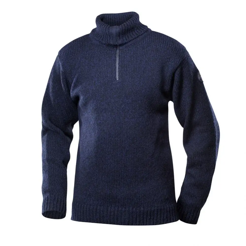 Pull de randonnée unisexe Devold Nansen Wool Zip Neck Dark Blue Melange