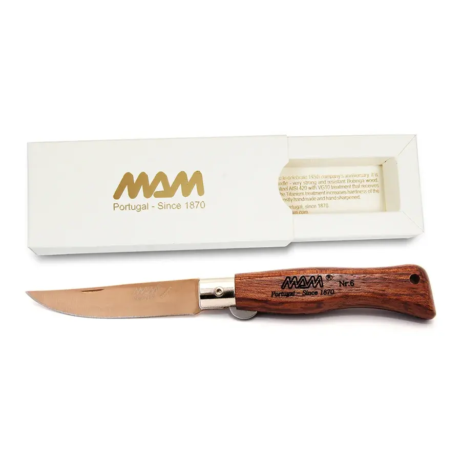 MAM Couteau pliant avec blocage MAM Douro 5000 Bronze Titanium 7,5 cm bubinga